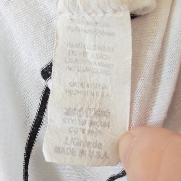 Michelle Women's Lg White W/ Black Stripes Fitted Scoop Neck Tee Cut Ladder Back - Picture 6 of 6